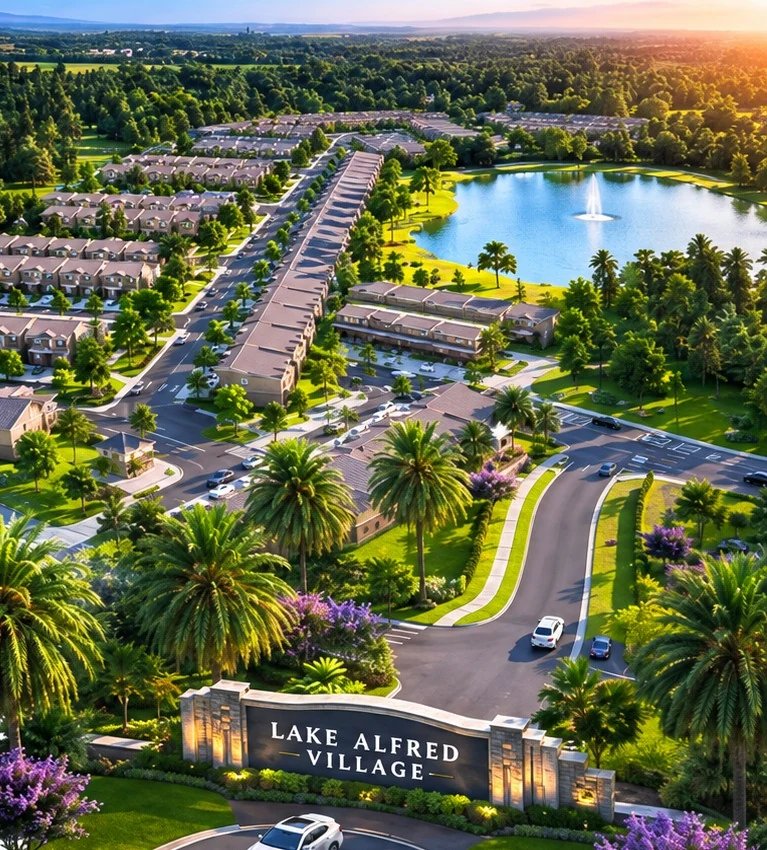 Vista aérea provisional de una comunidad residencial en Florida